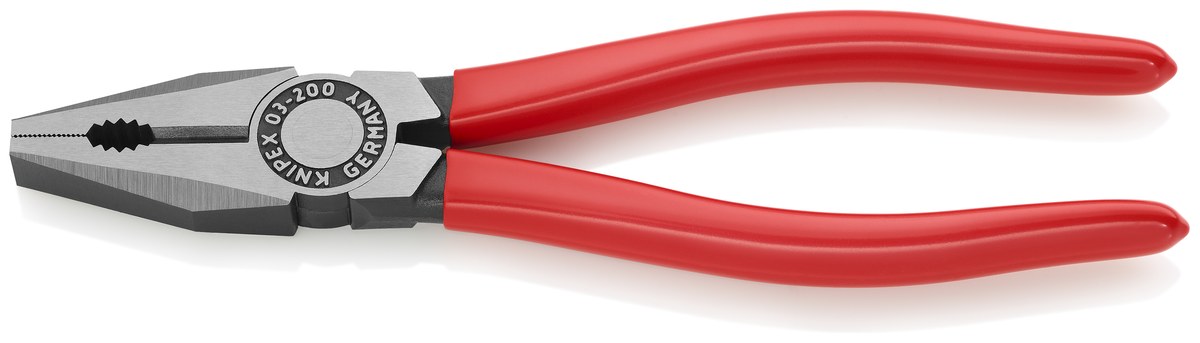 KNIPEX 03 01 200 Combination Pliers 200 mm black atramentized with plastic coating polished