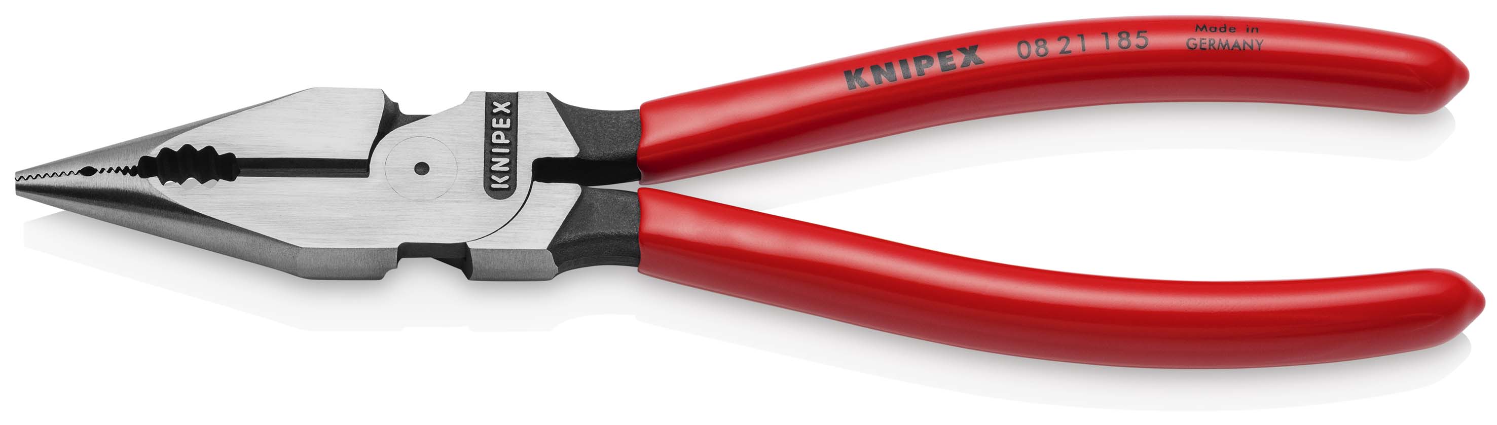 KNIPEX 08 21 185 Needle-Nose Combination Pliers 185 mm black atramentized with plastic coating polished