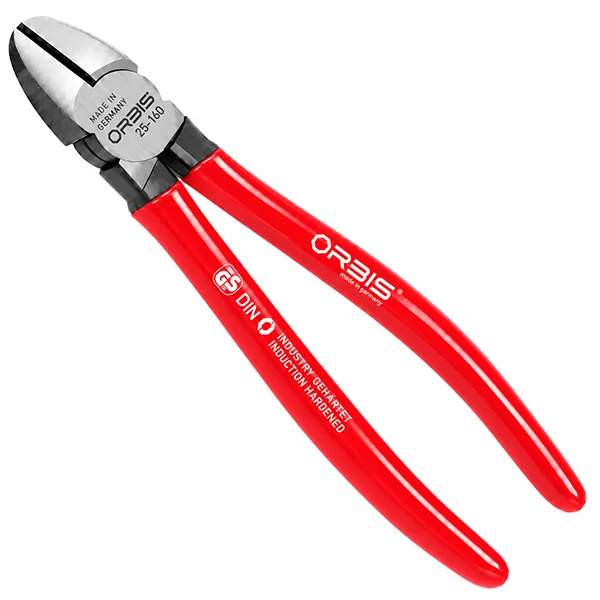 Kìm cắt cạnh ORBIS 25-1600-2022, dài 160mm, cán PVC đỏ, bề mặt cạnh đen, mặt bóng