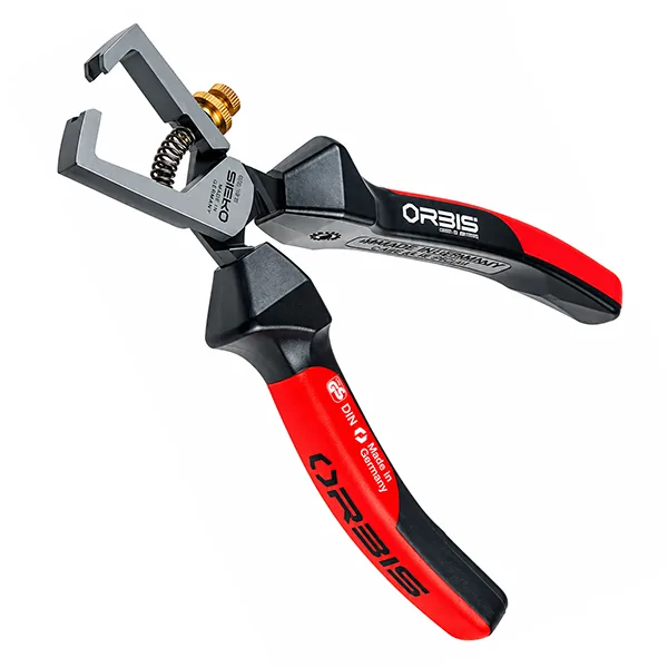 Kìm tuốt dây điện ORBIS 48-1600-20RR, dài 160mm, tuốt tới 10mm², cán đen đỏ, lưỡi mạ oxit đen chống gỉ