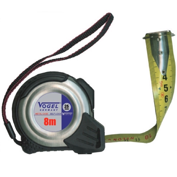 Thước cuộn 8m sợi thép 141408, vỏ inox, đầu thước có nam châm