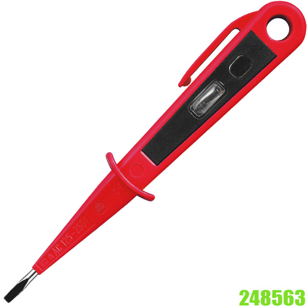 Bút thử điện hạ thế WITTE 248563 màu đỏ, từ 125-250V loại ngắn
